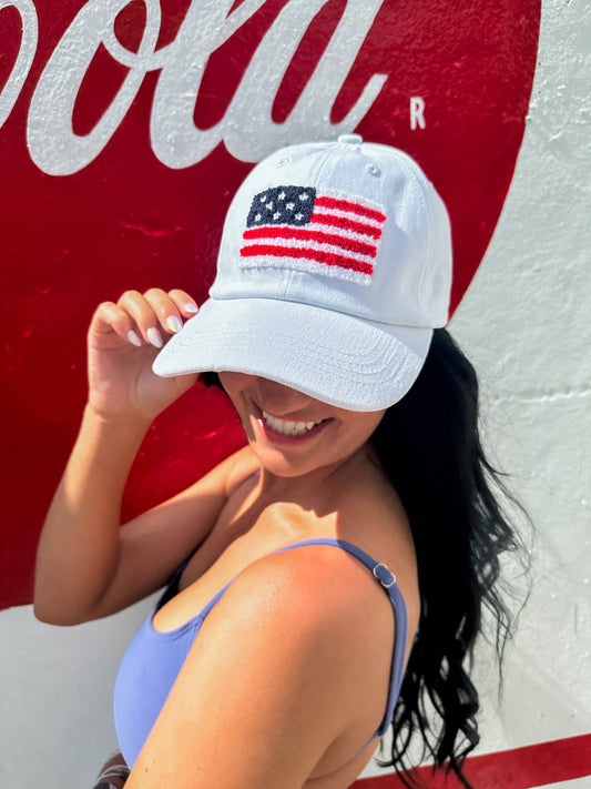 Chenille USA Flag Cap