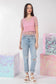 VERY J - NT11519-Jewel Fishnet Crochet Knit Top: Blue / SM-ML/3-3