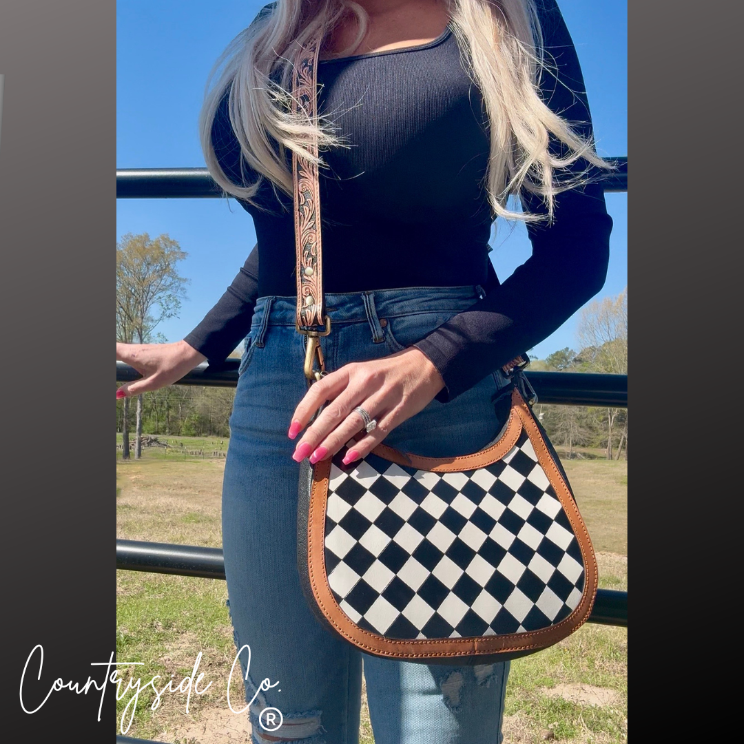Brim Checkered Leather Purse