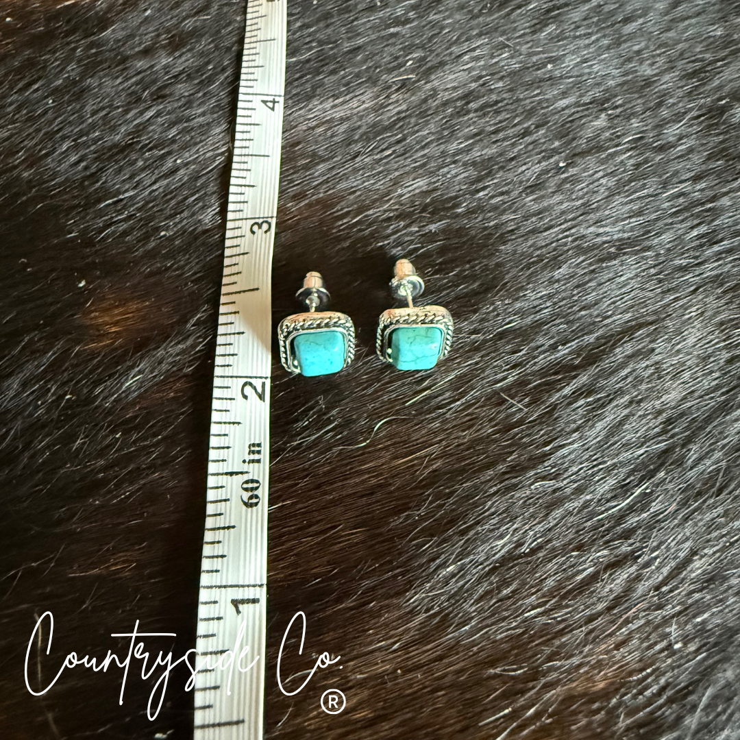Countryside Co. - Turquoise Square Stud  Earrings