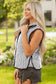 PRETTY BASH - Stripe Contrast Trim Snap Button Collared Vest: Brown Stripe / XL