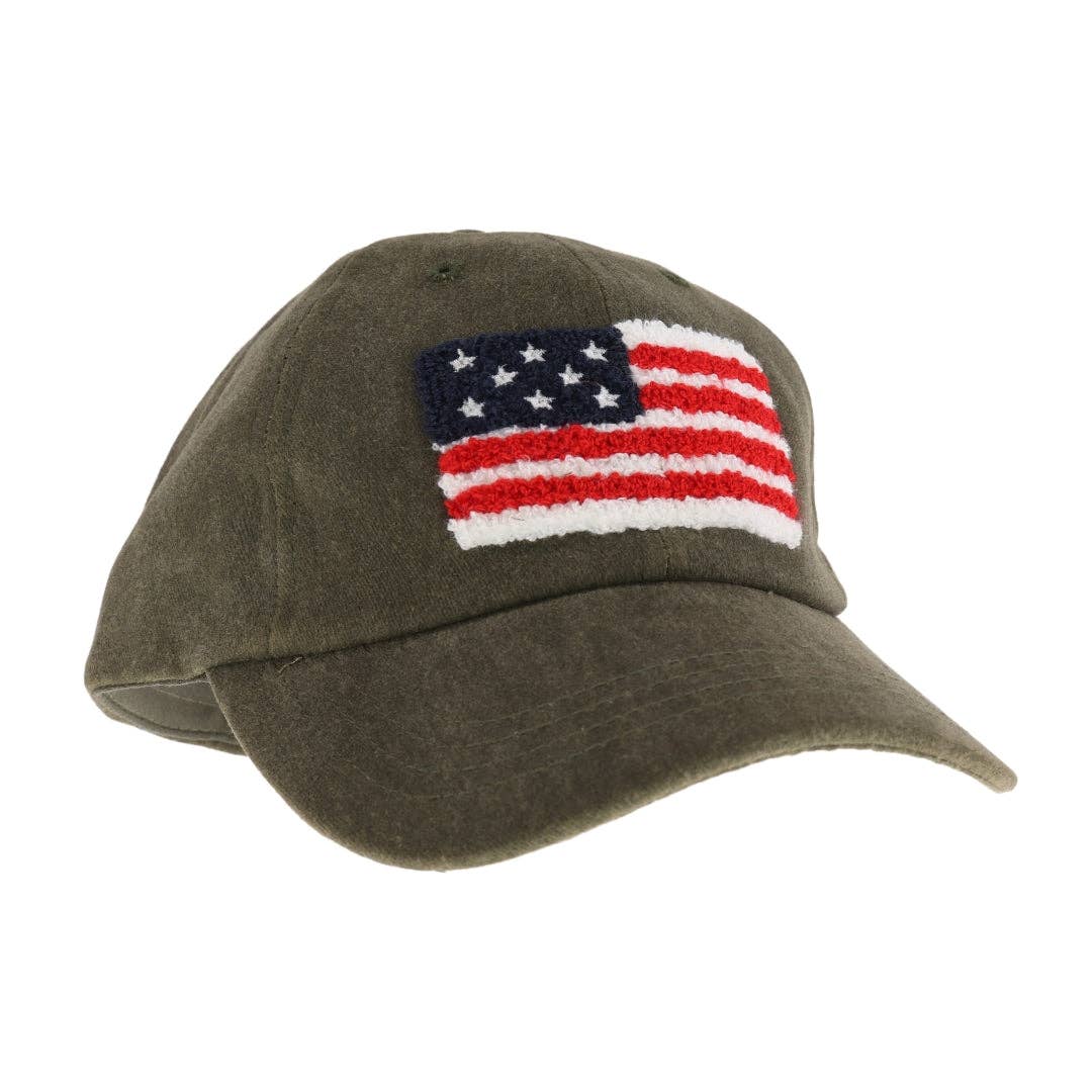 Chenille USA Flag Cap