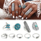 Silver and Turquoise Ring Set: Silver / OS
