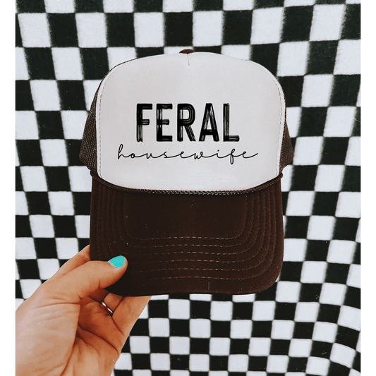 Feral Housewife Trucker Hat-2 colors: Black/white