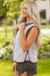 PRETTY BASH - Stripe Contrast Trim Snap Button Collared Vest: Brown Stripe / M