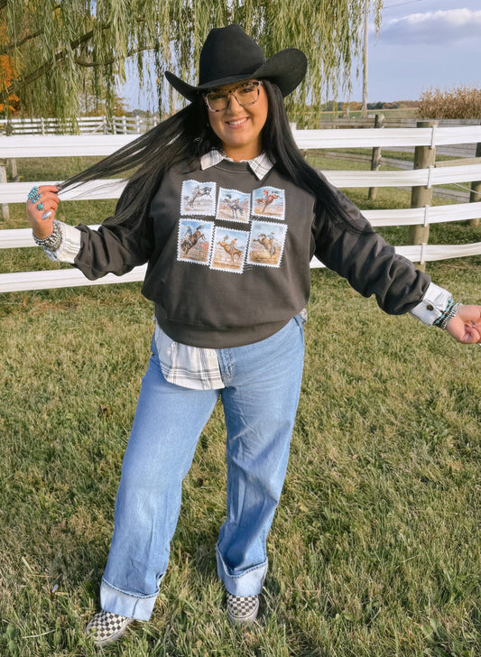 VINTAGE COWBOY STAMP COLLAGE