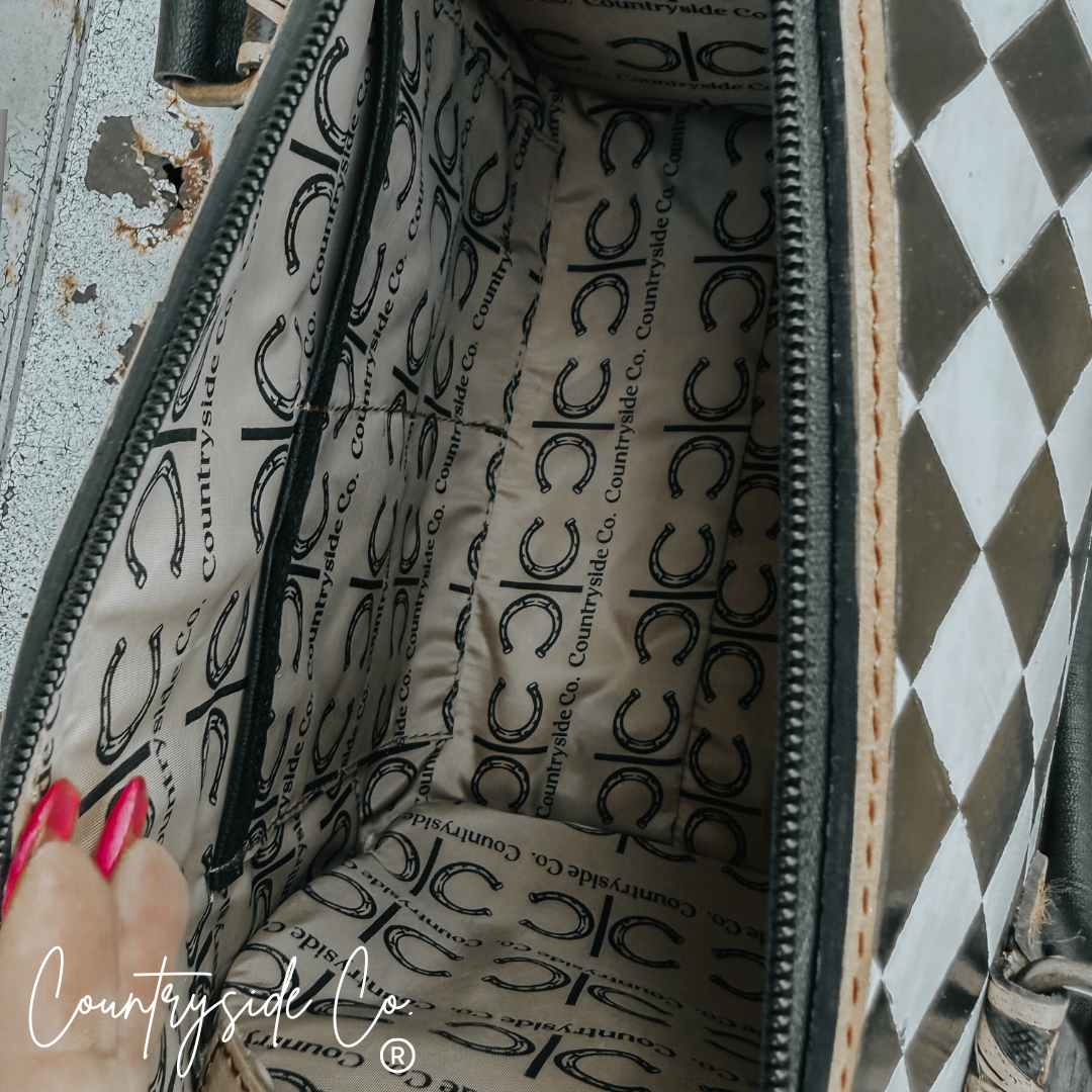 Paris Leather Checkered Decorated Speedy Bag