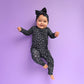 Gigi and Max - Ash Black Leopard RUFFLE ZIP Halloween Bamboo Sleepies Little: 0-3m