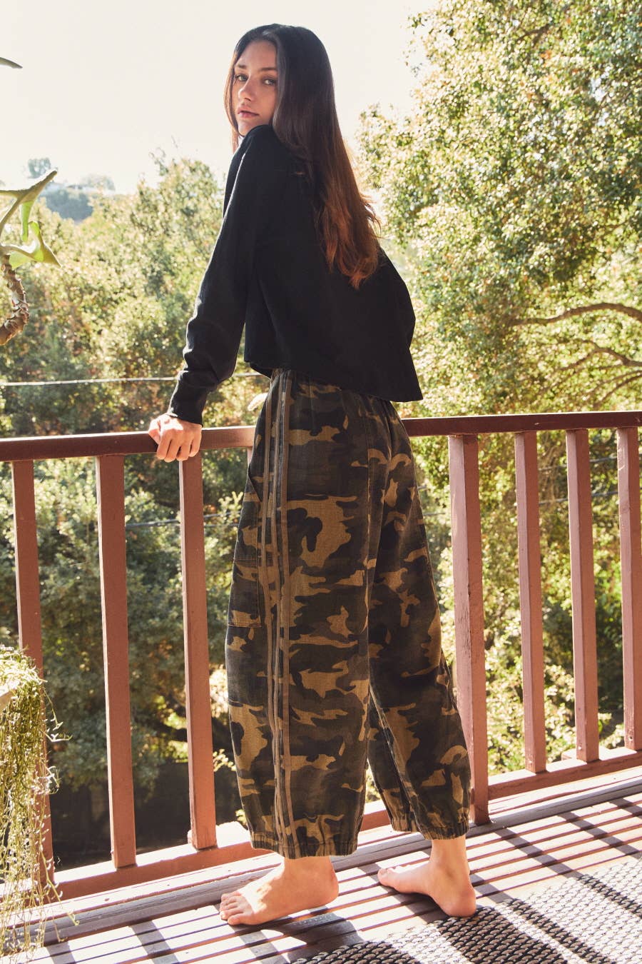 Washed Camo Drawstring Pants