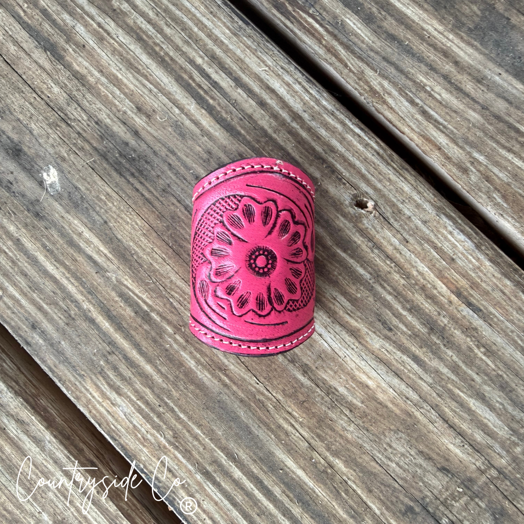 Countryside Co. - Tooled Leather Scarf Slides: Checkered