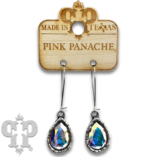 Austrian crystal teardrop earring, large: Silver