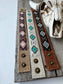 Aztec Pattern Seed Bead Leather Cuff Bracelet: WHITE + TURQUOISE