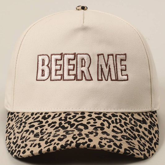 BEER ME Embroidery Leopard Trucker Hat: LEOPARD / ONE SIZE