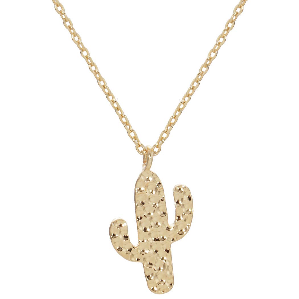 Gold-Dipped Cactus Charm Necklace: GD / ONE SIZE