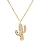 Gold-Dipped Cactus Charm Necklace: GD / ONE SIZE