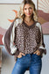 7th Ray - Animal Print V Neck Pullover Top T5777: Chestnut / M