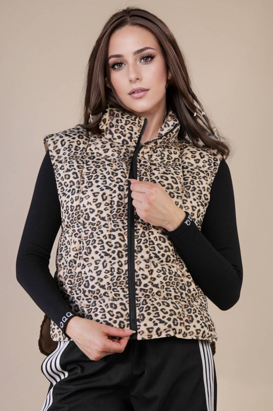 Leopard Puffer Vest