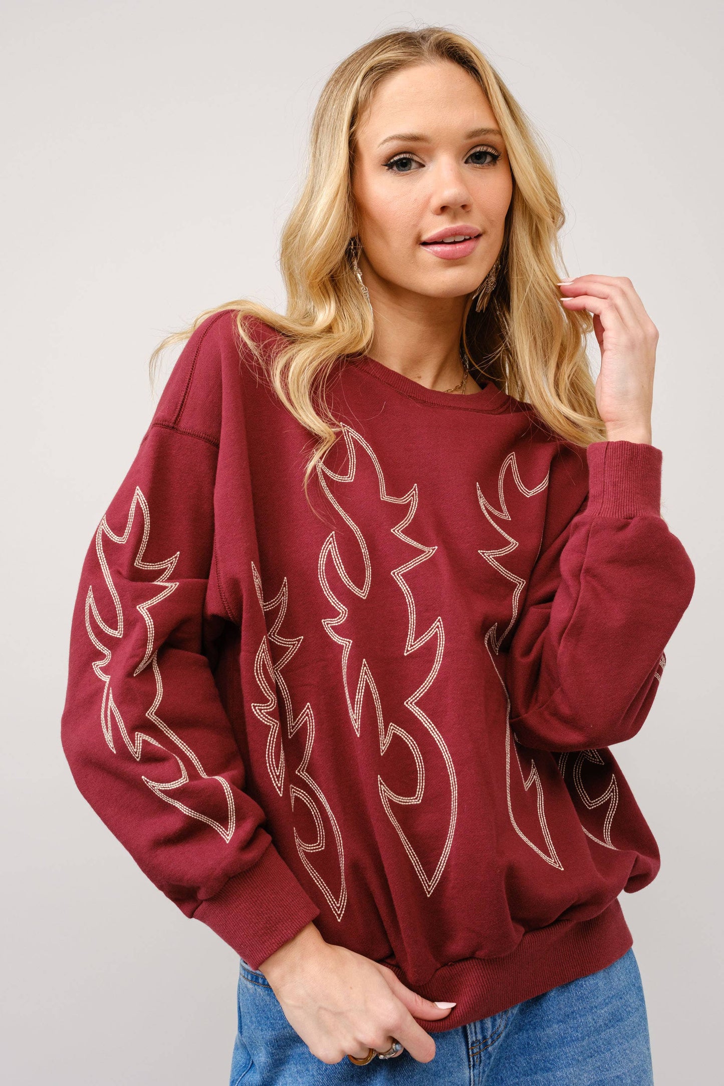 Western Boots Stitch Sweatshirt