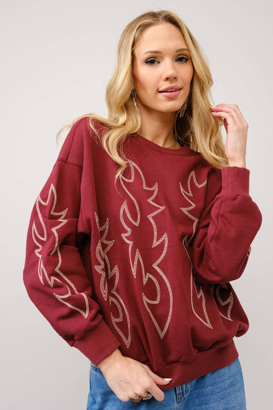 Western Boots Stitch Sweatshirt