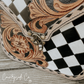 Melrose Tooled Leather Checkered Handbag