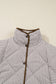 PRETTY BASH - Plus Size Stripe Quilted Snap Button Vest: Brown Stripe / 3X
