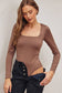 Soft Square Neck Bodysuit: MOCHA