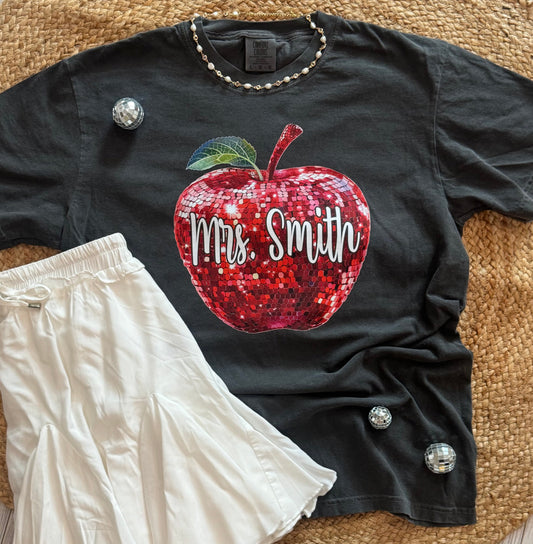 Custom Teacher Disco Apple Tee