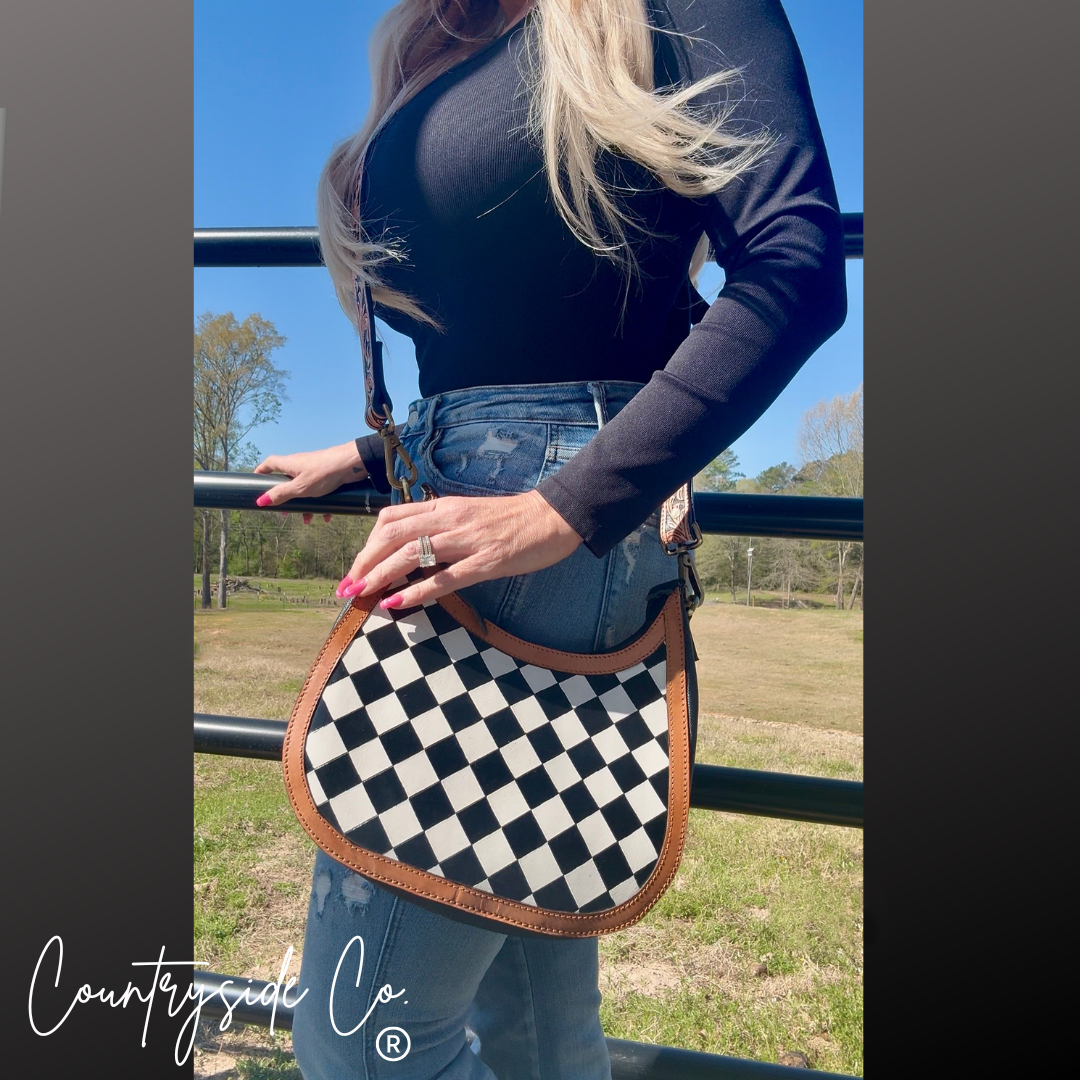 Brim Checkered Leather Purse