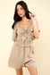 VERY J - NP70350-Sweetheart Neckline Casual Solid Woven Romper: RUST / S-M-L/2-2-2