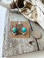 Diamond Shape Stone Stud Earrings: TURQUOISE/ BROWN
