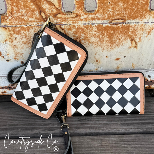 Avenue Checkered Leather Wallet