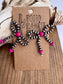 Boho Ranch Shop - Western Navajo Style Bead Coquette Bow Earrings: PINK