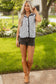 PRETTY BASH - Stripe Contrast Trim Snap Button Collared Vest: Brown Stripe / S