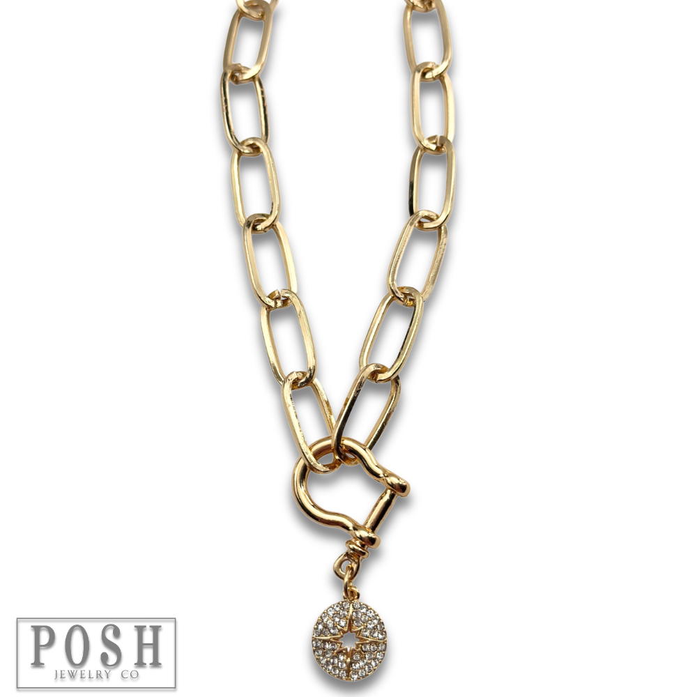 Equestrian charm necklace: Gold