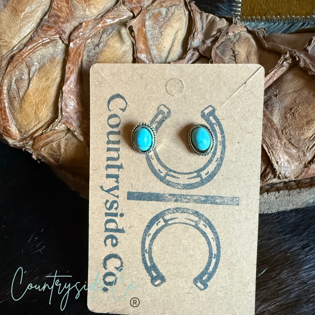 Countryside Co. - Oval Turquoise Stud Earrings