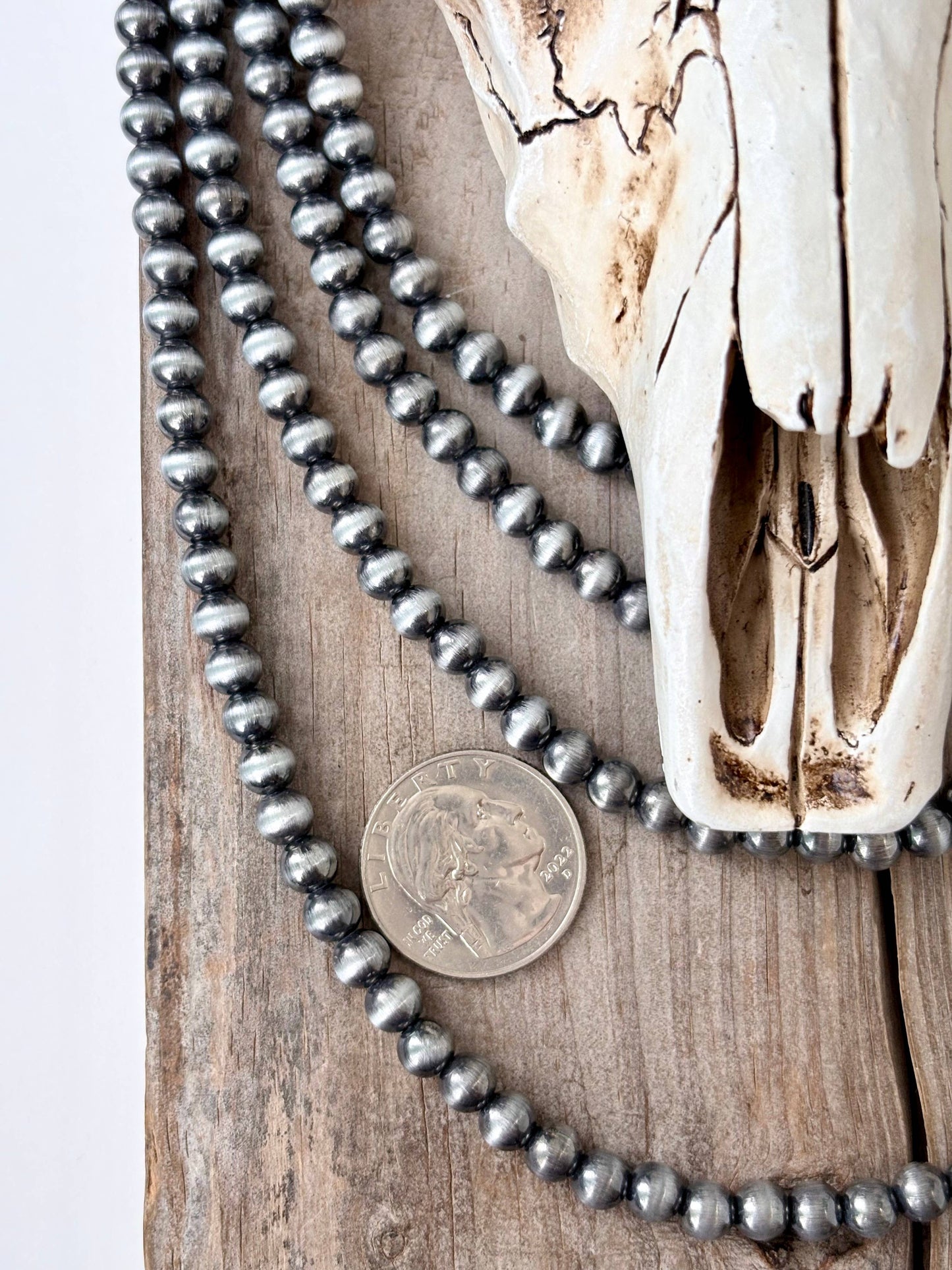 Boho Ranch Shop - 6MM Western Style Navajo Pearl Bead Necklace: 18"L