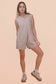 VERY J - NP70744-Striped Knit Casual Comfy Romper: OAT/BLACK / S-M-L/2-2-2