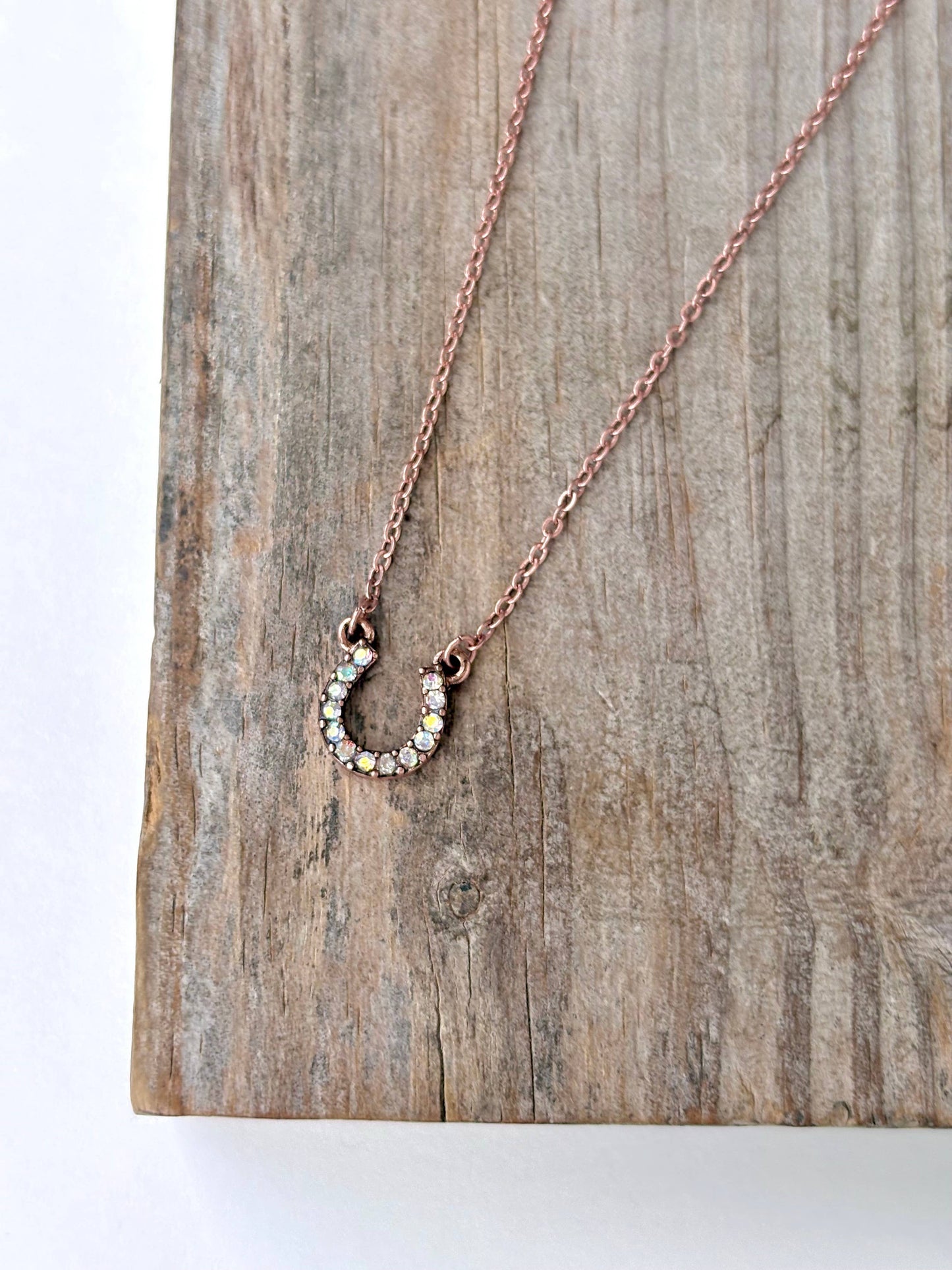 Boho Ranch Shop - Dainty Rhinestone Horseshoe Pendant Necklace: 4
