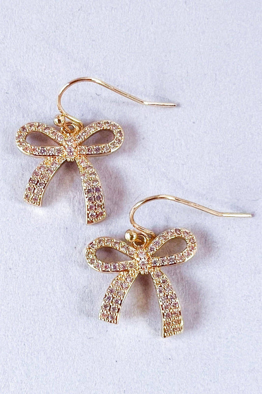 Dylan Designs - Rhinestone Bow Dangle Earrings EG4