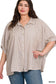 Vanilla Monkey - Plus Rayon Striped Short Sleeve Button Up Shirt: MOCHA / 3-3 (1XL/2XL-2XL/3XL)