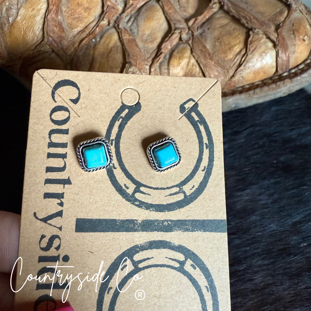Countryside Co. - Turquoise Square Stud  Earrings