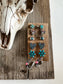 Boho Ranch Shop - 6 Pair Western Navajo Style Rhinestone Stud Stud Earring Set: PINK/ TURQUOISE