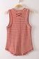 Red/White Striped Button Knit Tank