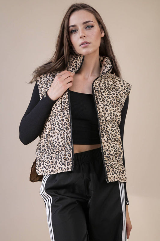 Leopard Puffer Vest