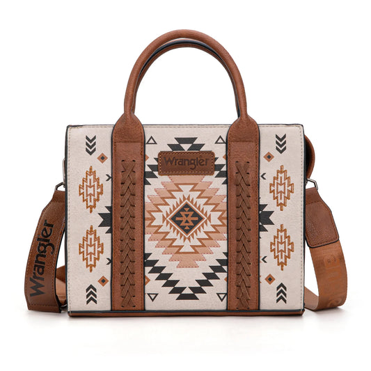 Wrangler Aztec Pattern Print Tote/Crossbody - Tan
