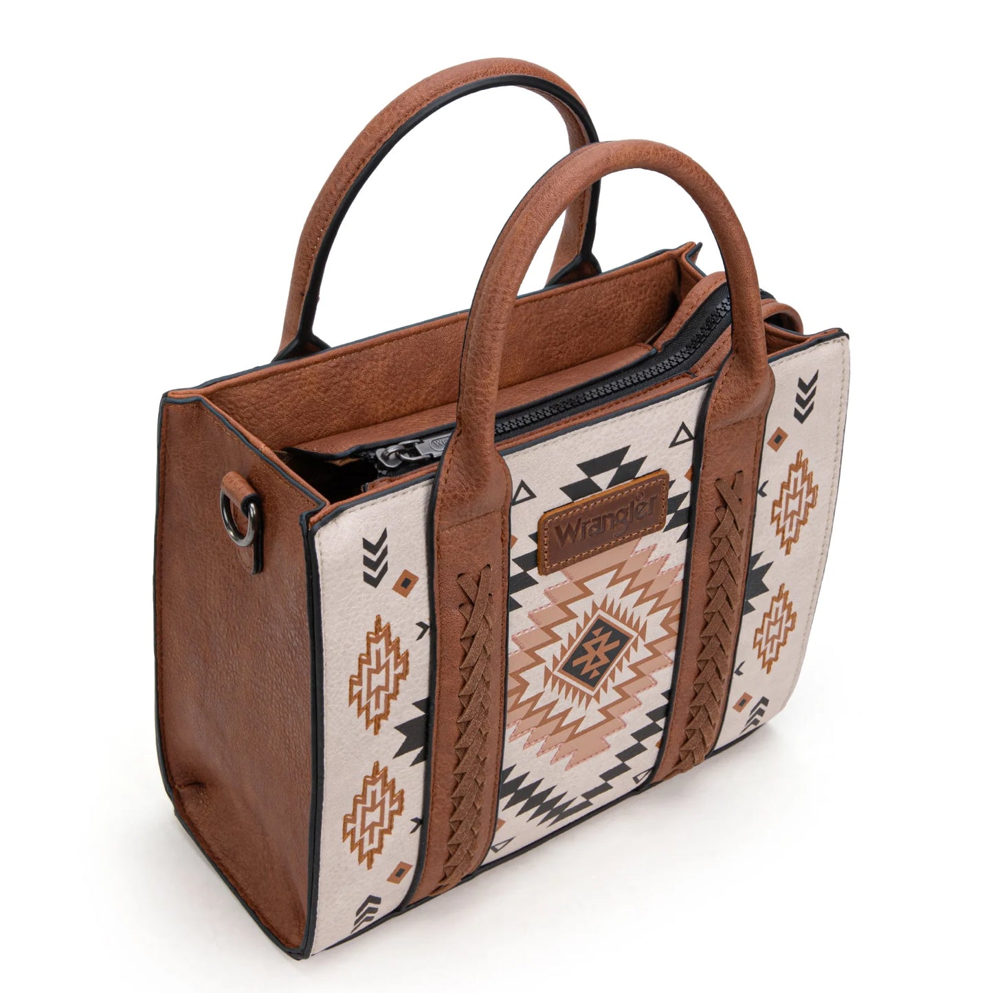 Wrangler Aztec Pattern Print Tote/Crossbody - Tan