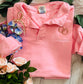Neon Pink Dainty Mama Embroidered Split Neck Sweatshirt