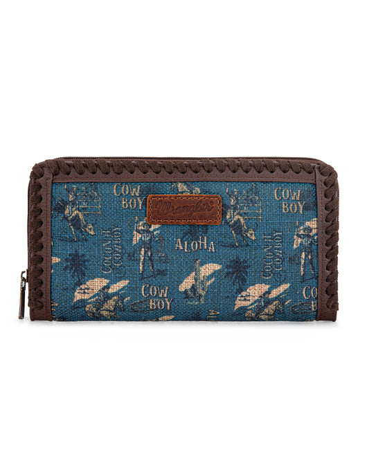 WG Vintage Retro Cowboy Cool Print Wallet - Jean