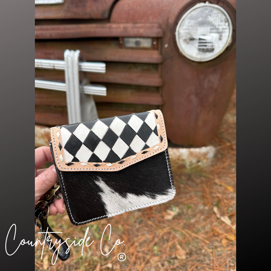 Cassie Checkered Wallet Wristlet