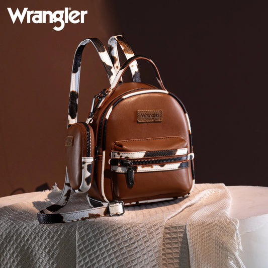 Wrangler Cow Print Trimmed Mini Backpack With Coin Pouch